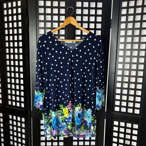 💙 Susan Graver 1X Plus Flowy Stretch Work Blouse V-Neck WorkTop 💙